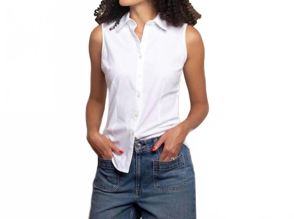 NEW AMELIORA annie sleeveless button up shirt in white